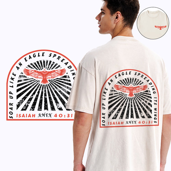 Soar Up Like An eagle Spreading It's Wings Christian Washed T-Shirt