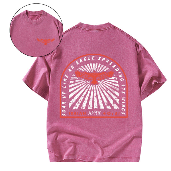 Soar Up Like An eagle Spreading It's Wings Christian Washed T-Shirt