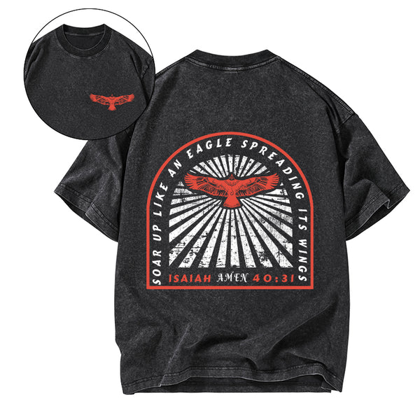 Soar Up Like An eagle Spreading It's Wings Christian Washed T-Shirt