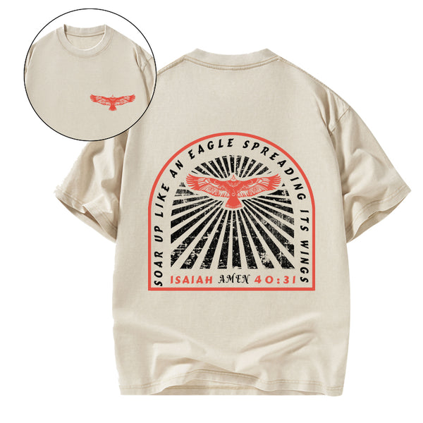 Soar Up Like An eagle Spreading It's Wings Christian Washed T-Shirt
