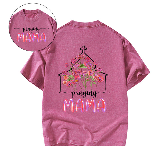 Praying Mom Christian Washed T-Shirt
