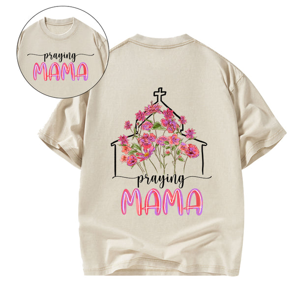 Praying Mom Christian Washed T-Shirt