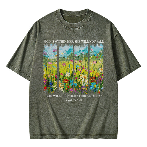 God Is Within Her Christian Washed T-Shirt