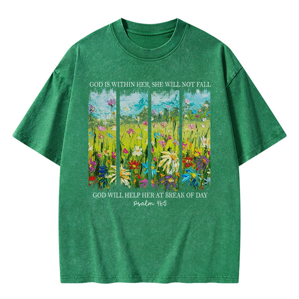 God Is Within Her Christian Washed T-Shirt