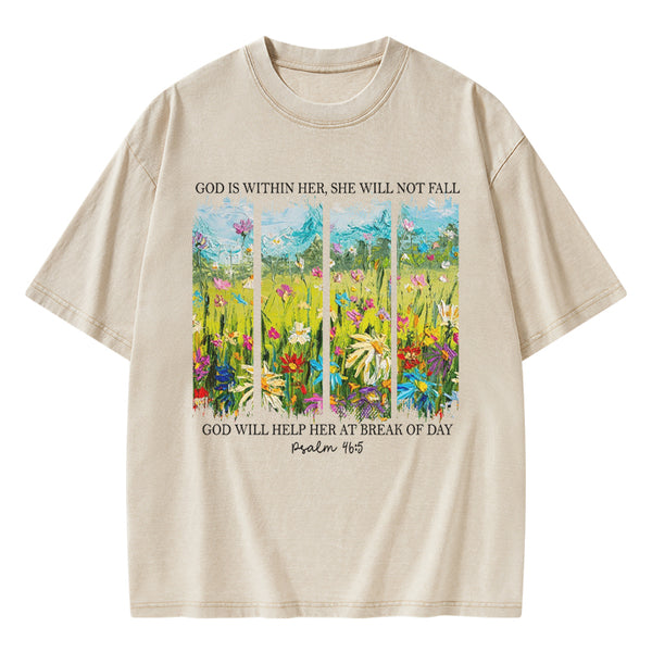 God Is Within Her Christian Washed T-Shirt