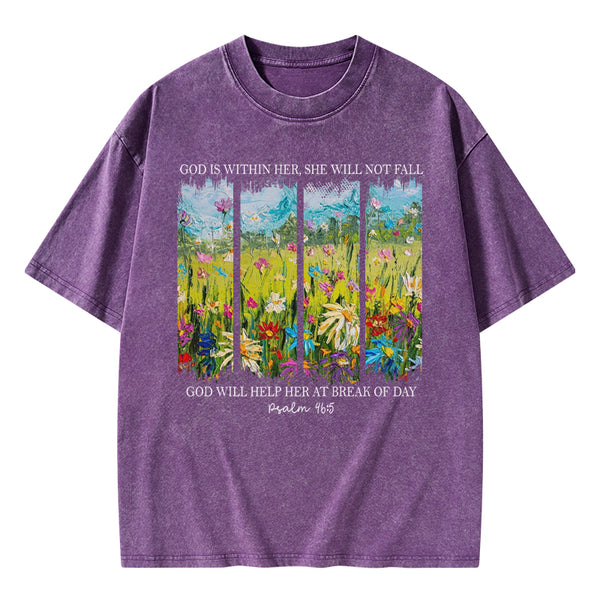 God Is Within Her Christian Washed T-Shirt