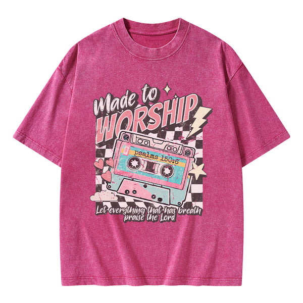 GC-WTS1871 Made To Worship Christian Washed T-Shirt