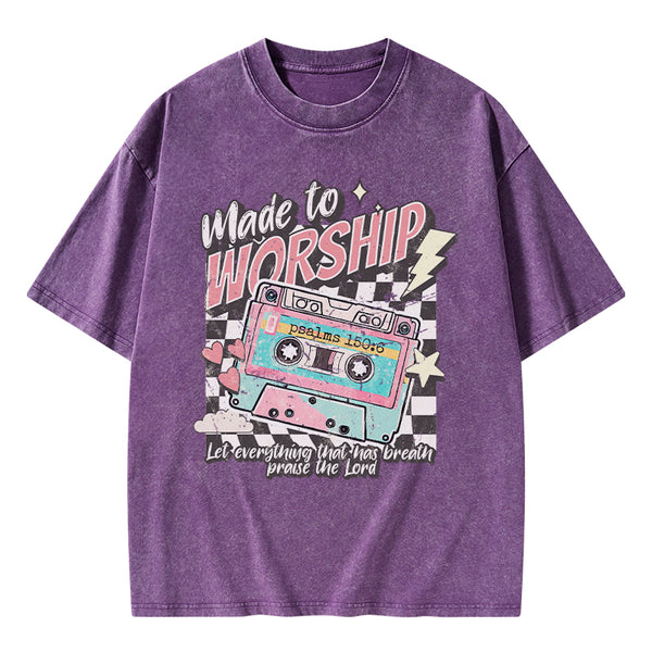 GC-WTS1871 Made To Worship Christian Washed T-Shirt