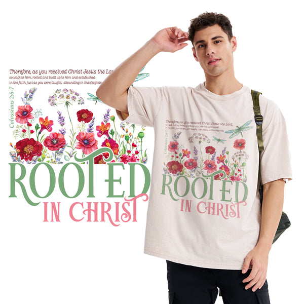 Rooted In Christ Christian Washed T-Shirt