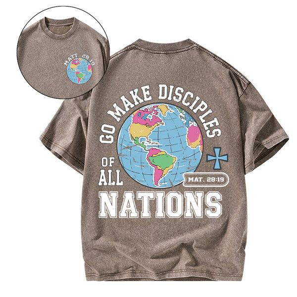Retro Go Make Disciples Christian Washed T-Shirt