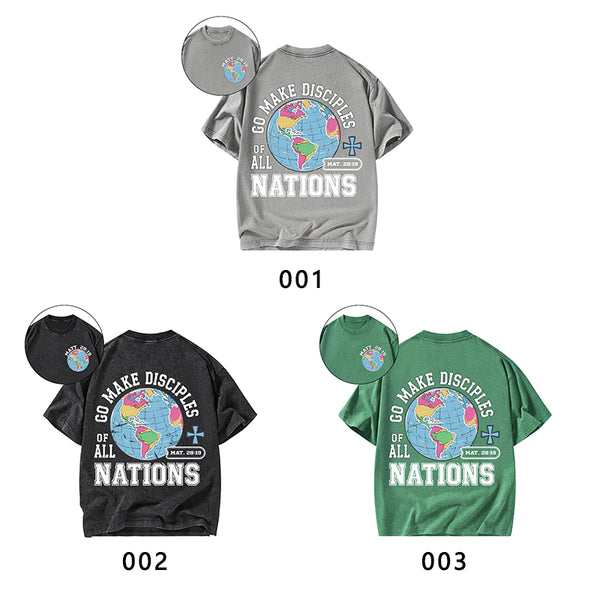 Retro Go Make Disciples Christian Washed T-Shirt