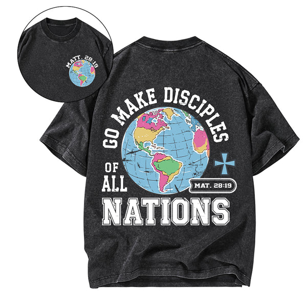 Retro Go Make Disciples Christian Washed T-Shirt