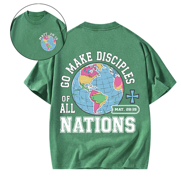 Retro Go Make Disciples Christian Washed T-Shirt