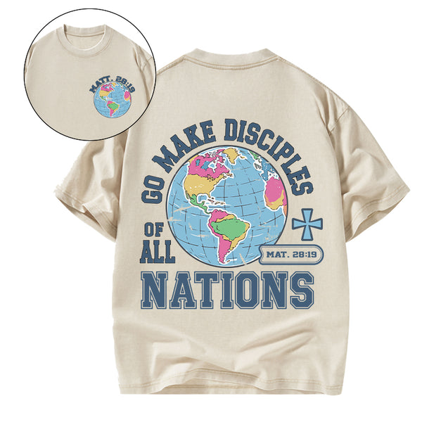Retro Go Make Disciples Christian Washed T-Shirt