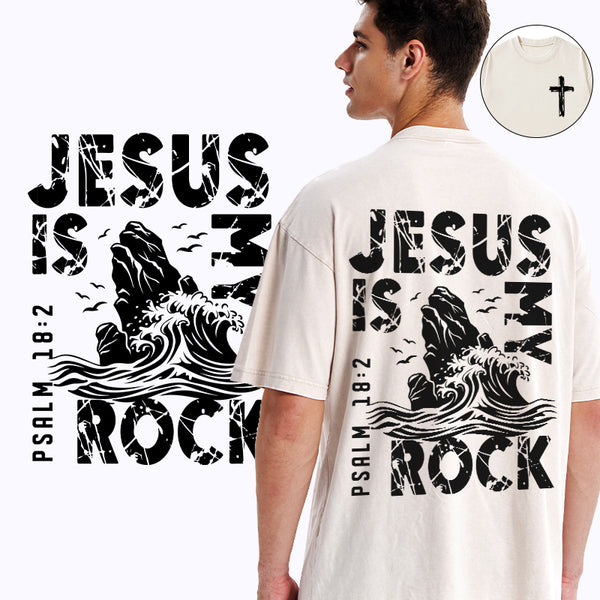 Jesus Is My Rock Christian Washed T-Shirt