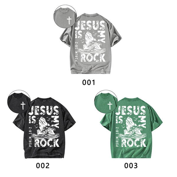 Jesus Is My Rock Christian Washed T-Shirt