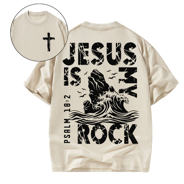 Jesus Is My Rock Christian Washed T-Shirt