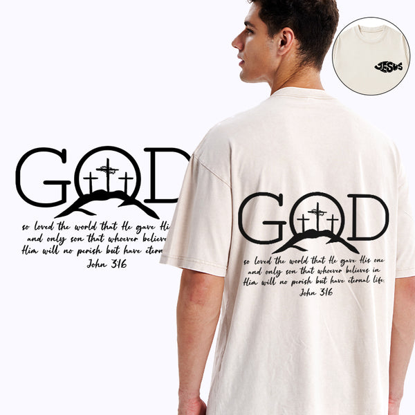 God So Loved The World Christian Washed T-Shirt