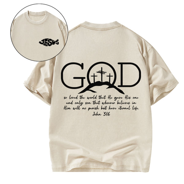 God So Loved The World Christian Washed T-Shirt