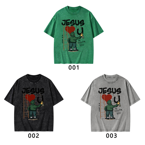 Jesus Loves You Christian Washed T-Shirt