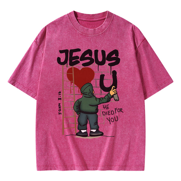 Jesus Loves You Christian Washed T-Shirt