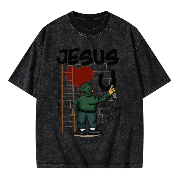 Jesus Loves You Christian Washed T-Shirt