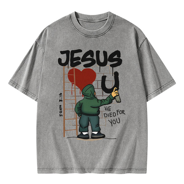Jesus Loves You Christian Washed T-Shirt