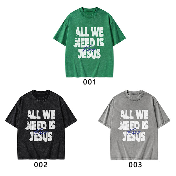 All We Need Is Jesus Christian Washed T-Shirt