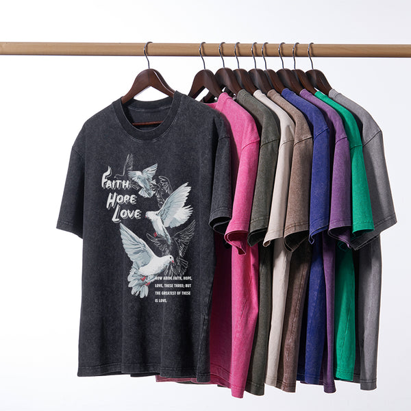 Faith Hope Love Christian Washed T-Shirt