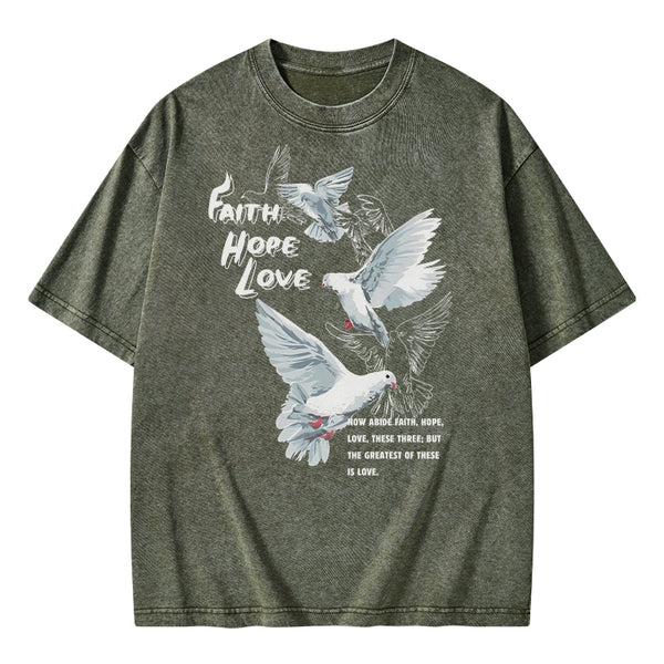 Faith Hope Love Christian Washed T-Shirt