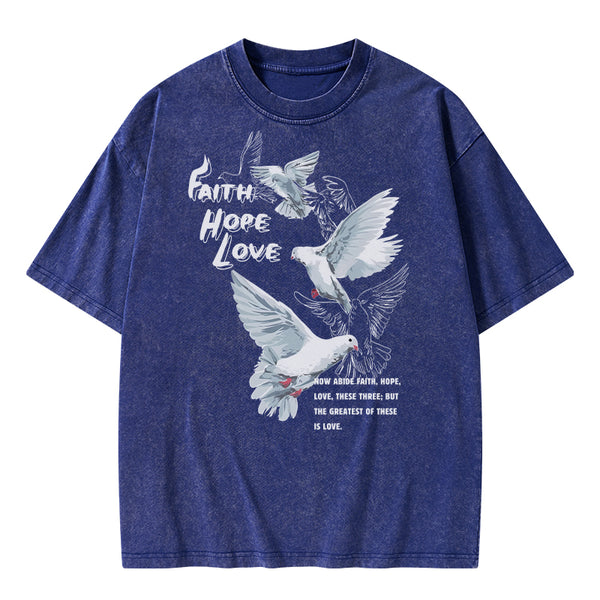 Faith Hope Love Christian Washed T-Shirt
