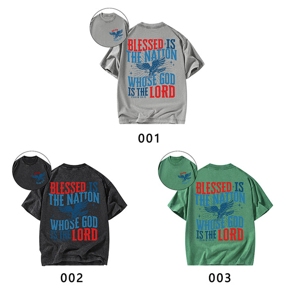 Blessed Is The Nation Whose God Is The Lord Christian Washed T-Shirt
