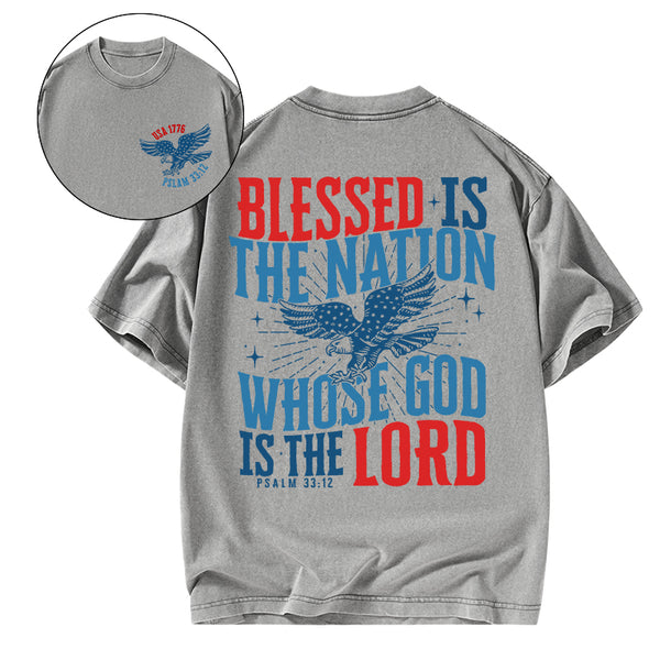 Blessed Is The Nation Whose God Is The Lord Christian Washed T-Shirt