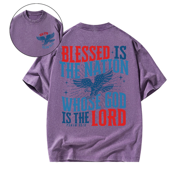 Blessed Is The Nation Whose God Is The Lord Christian Washed T-Shirt