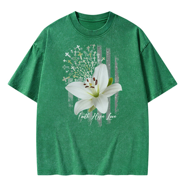 Faith Hope Love Christian Washed T-Shirt
