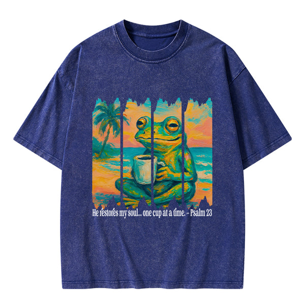 He Restore My Soul Christian Washed T-Shirt