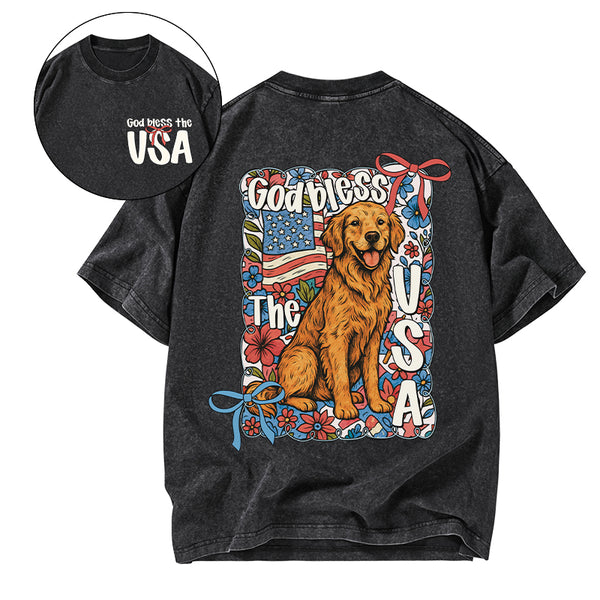 God Blessed The USA Christian Washed T-Shirt