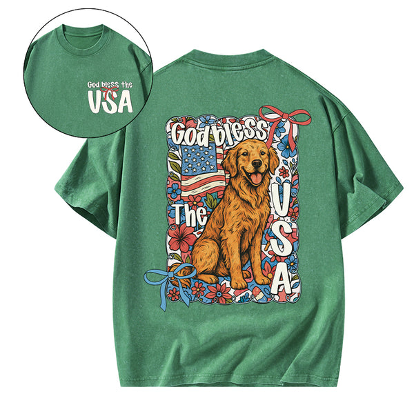 God Blessed The USA Christian Washed T-Shirt