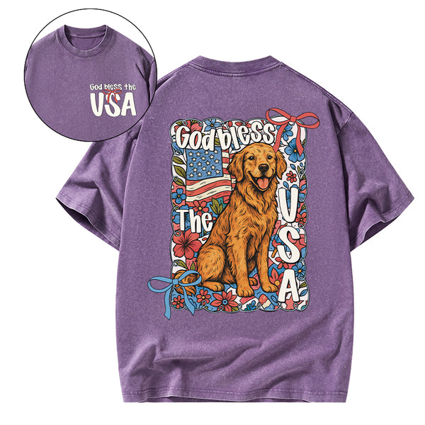 God Blessed The USA Christian Washed T-Shirt