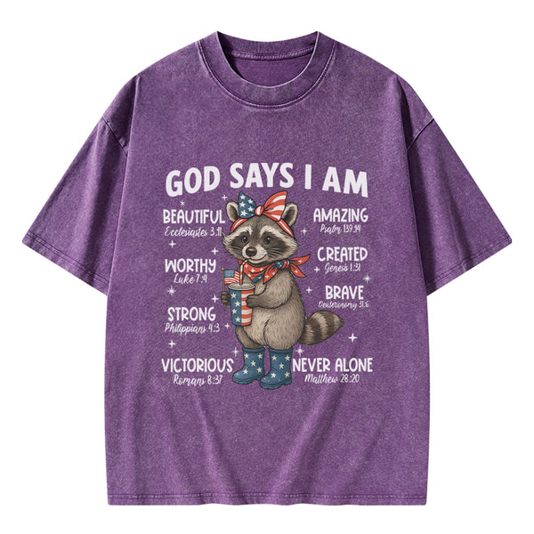 God Say I Am Never Alone Christian Washed T-Shirt