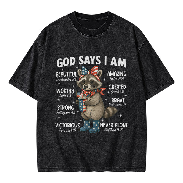 God Say I Am Never Alone Christian Washed T-Shirt