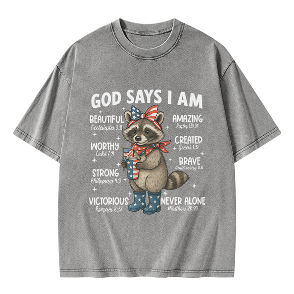 God Say I Am Never Alone Christian Washed T-Shirt