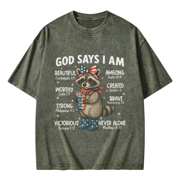 God Say I Am Never Alone Christian Washed T-Shirt