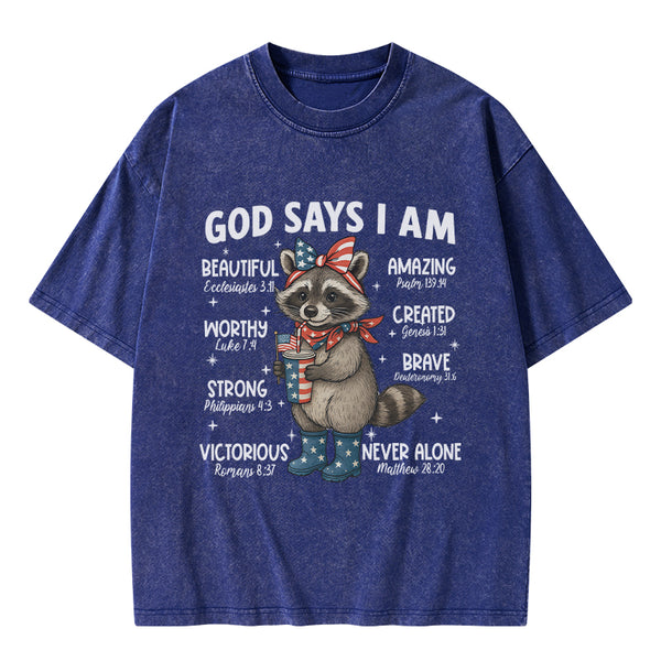 God Say I Am Never Alone Christian Washed T-Shirt