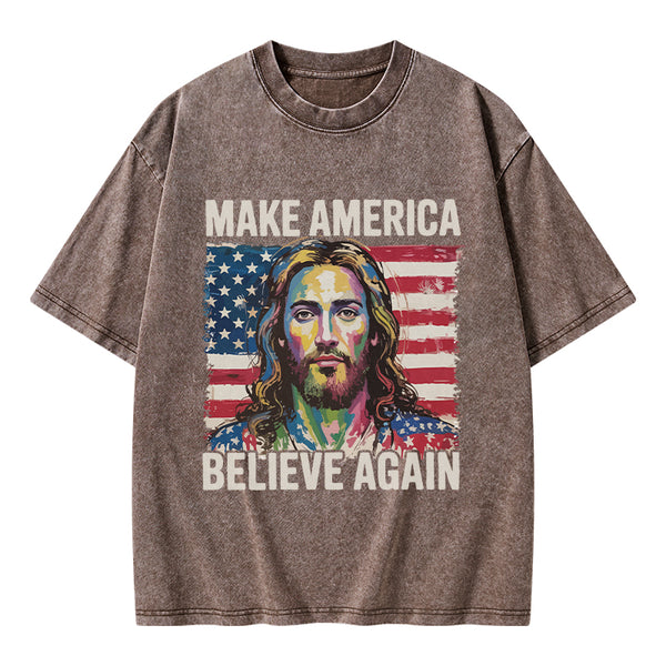 Make America Believe Again Christian Washed T-Shirt