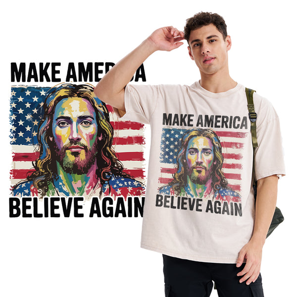 Make America Believe Again Christian Washed T-Shirt