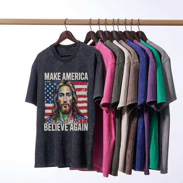 Make America Believe Again Christian Washed T-Shirt