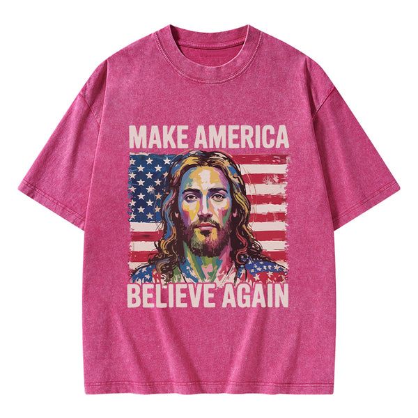 Make America Believe Again Christian Washed T-Shirt
