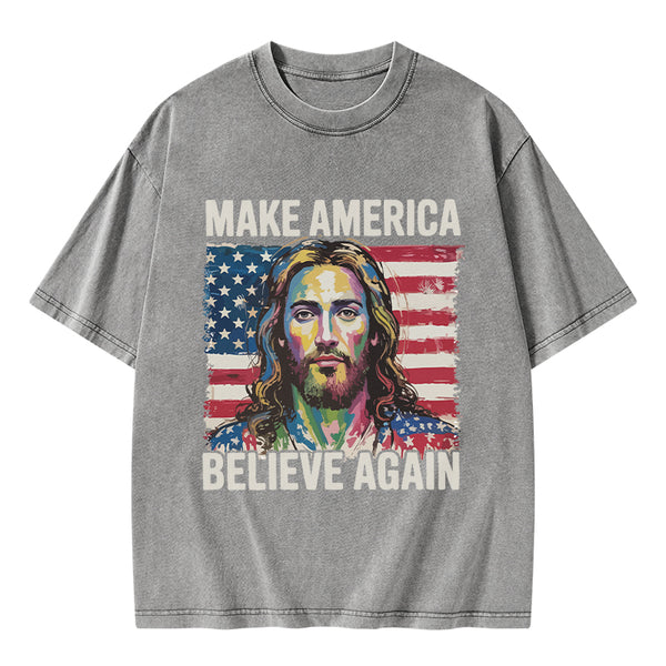 Make America Believe Again Christian Washed T-Shirt