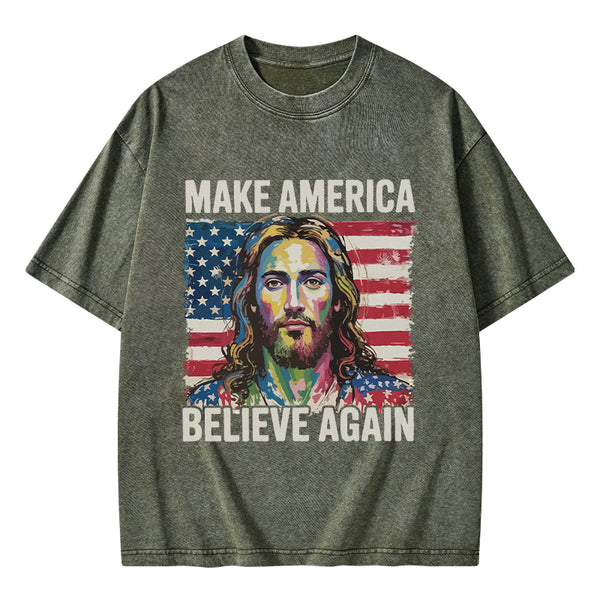 Make America Believe Again Christian Washed T-Shirt